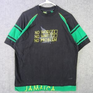 Casual Gear Shirt Mens XL Black Green Jamaica No Shoes No Shirt No Problem Tee